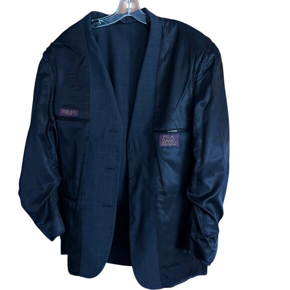 Jos. A. Bank Plaid Window Pane Gray 3 Button Sport Coat Jacket Career 39R - Picture 4 of 9